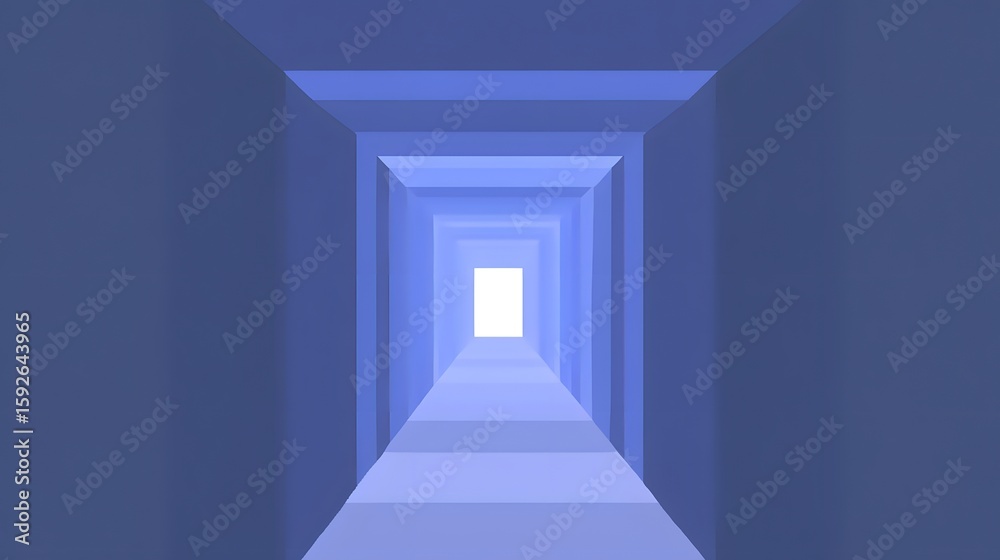 Fototapeta premium Abstract Blue Tunnel Perspective Light Path