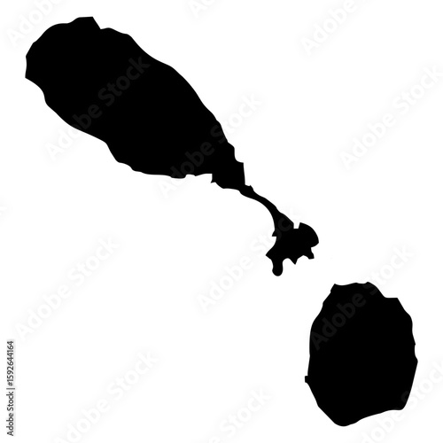 map of saint kitts and nevis black