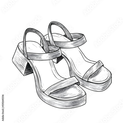Wedge Sandals Hand-drawn Sketch