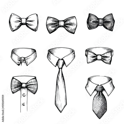 Sketch set of collars with ties