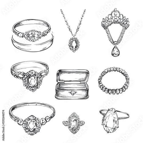 Vintage Jewellery Sketch Set