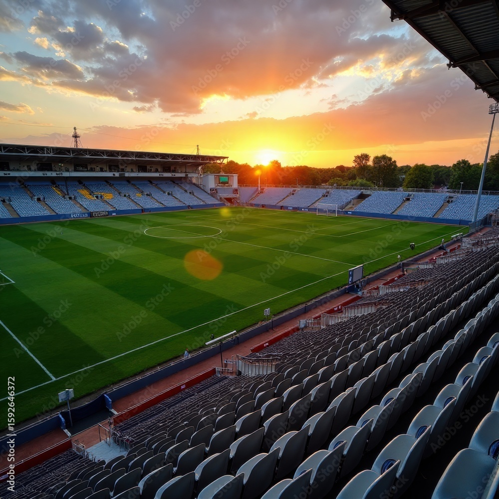 Obraz premium Sunset Serenade: The Stadium Awaits