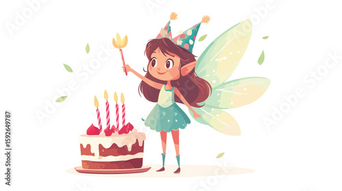 Charming Fairy Girl Birthday Card Design