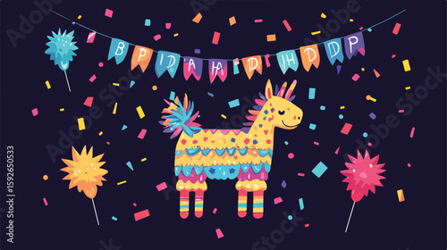 Colorful Birthday Pinata Decoration Celebration
