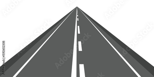 Winding road isolated on white background. Disappearing into the distance. The two-lane road with lane markings. Conceptual image. 3d rendering