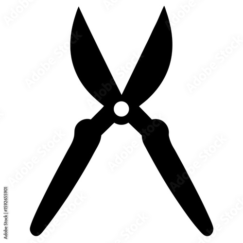 Black silhouette of pruning shears for gardening and landscaping isolated on white background