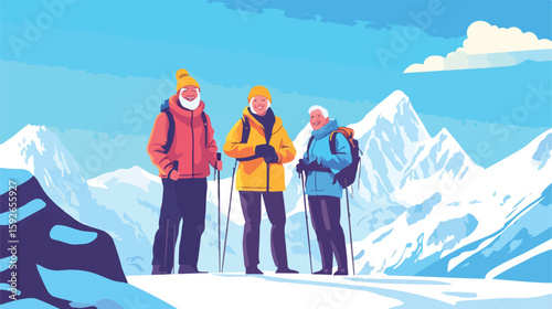 Happy Grandparents Flat Vector Illustration