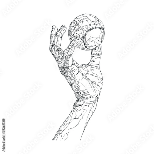 Hand holding a geometric sphere for creative design concepts