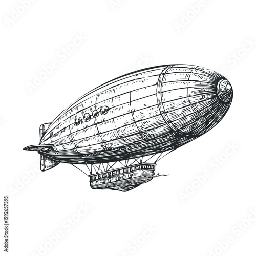 Vintage airship sketch for retro themed designs and decor