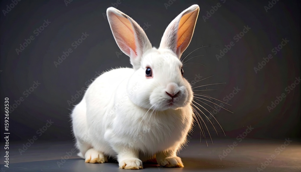 Obraz premium White rabbit against dark backdrop