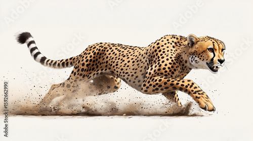 Tigher Fast Cheetah Running – Powerful Wildlife Predator in Full Sprint Action Shot