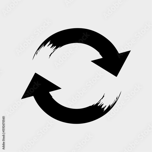 Circular Arrows Symbolizing Renewal and Cycle: This image shows a simple yet compelling icon of two arrows in a circular formation, representing the concepts of renewal, cycle, and process.