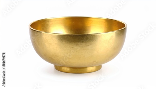 Golden bowl on white background