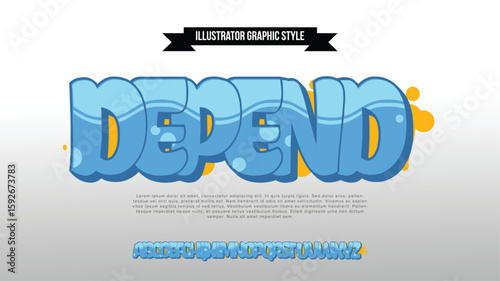 Depend logo graffiti font text effect, spray and street text style	