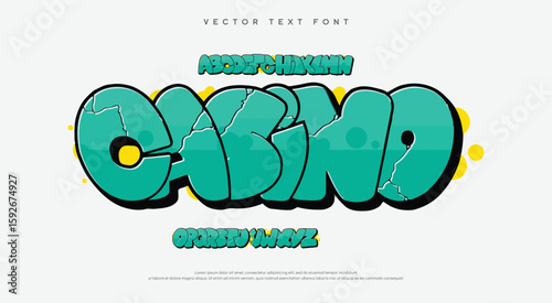Casino logo graffiti font text effect, spray and street text style	