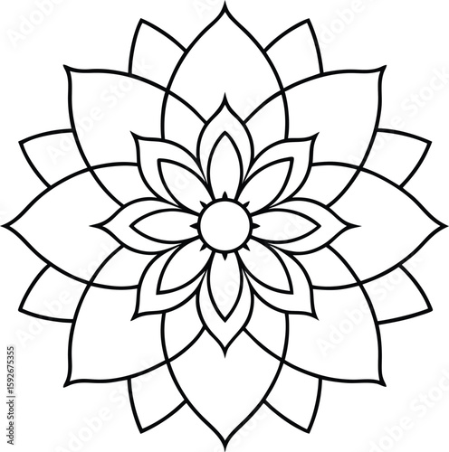Intricate floral mandala pattern for coloring and decorative design