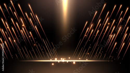 Abstract Glowing Diagonal Take Off Lighting Lines on Dark Background with Lighting Effect and Sparkle, Vector Illustration