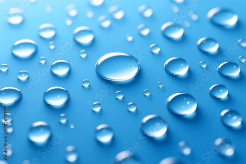Wallpaper Mural Fresh Waterdrops on a Bright Blue Surface Torontodigital.ca
