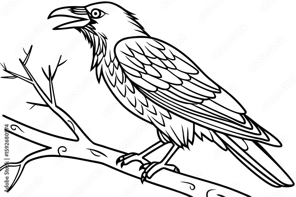 Obraz premium coloring page line art the crow black vector