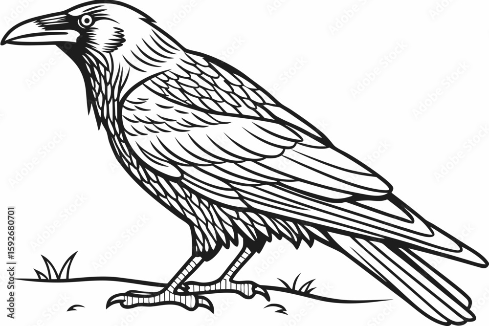 Obraz premium coloring page line art the crow black vector