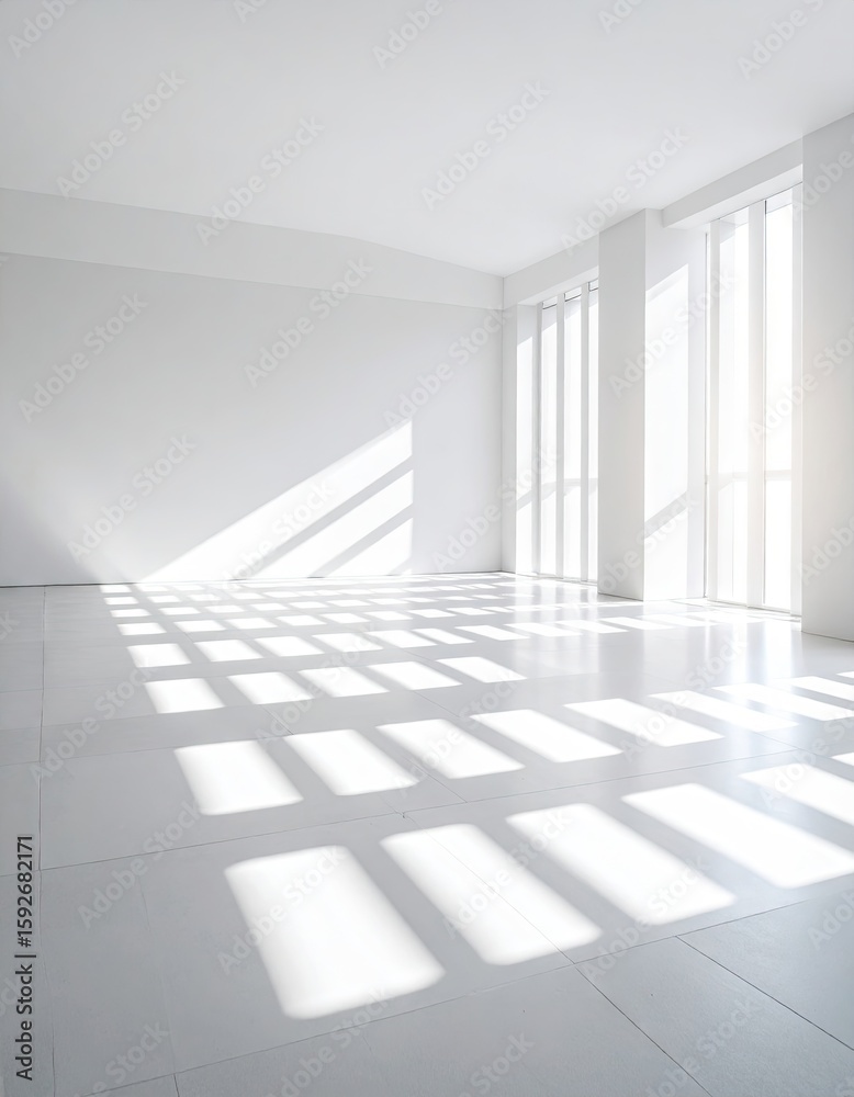 Fototapeta premium Sunlit, empty room with shadows