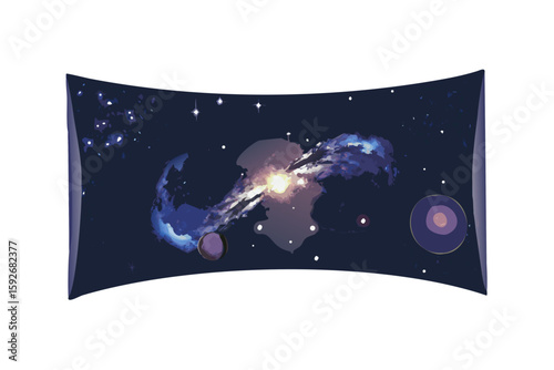 Panorama view universe space shot of milky way galaxy with stars on a night sky background.