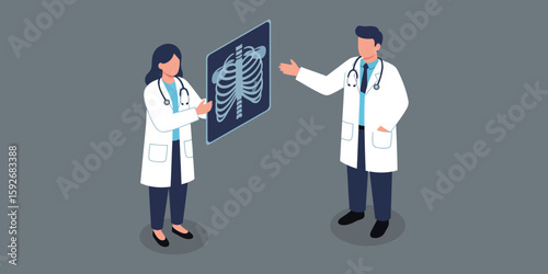 Doctors discussing x-ray results in medical consultation