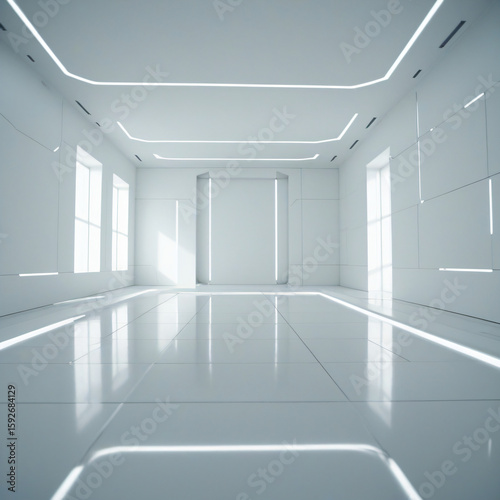 modern sci-fi hallway with glowing led lights