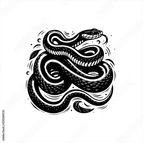 Coiled snake isolated on white background