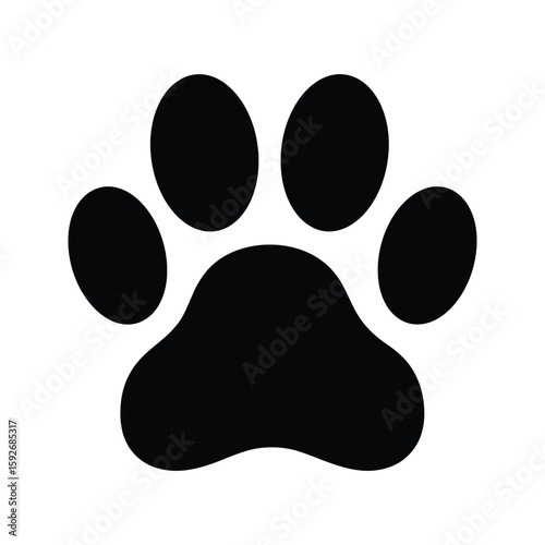 Black paw print vector graphic simple dog or cat paw illustration pet footprint icon
