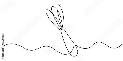 Balloon Whisk continuous one line drawing. Kitchen tools continuous one line illustration. 