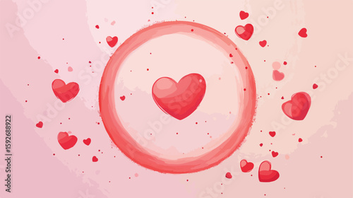 Valentine's Day lettering with circular frame