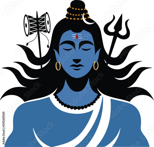 Lord Shiva Meditating Indian Deity Illustration