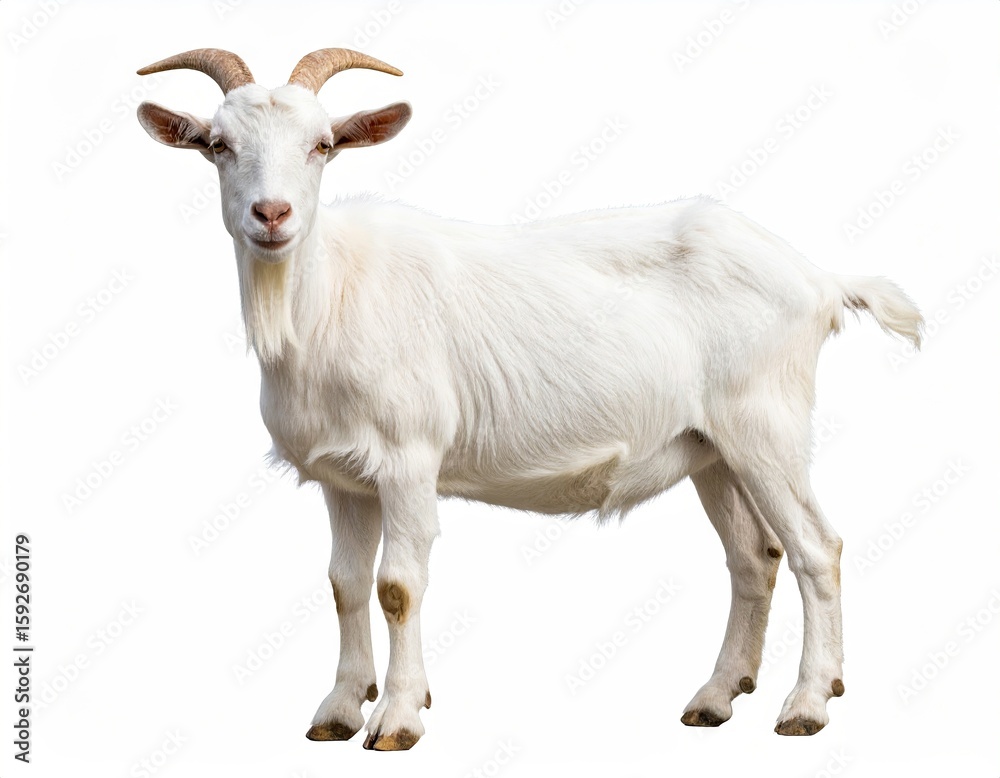 Obraz premium White goat against a white background