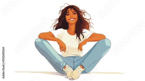 Joyful young woman in flat style