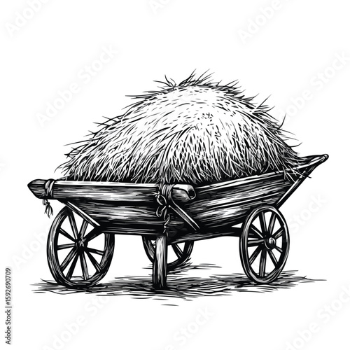Cartoon Hay and Barrow Vector Illustration