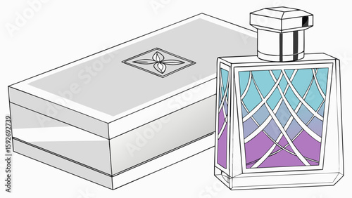 Luxury perfume bottle and box packaging design for fragrance brand marketing and product presentation idea