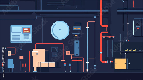 Electronic Heating System Silhouette Vector Illustration