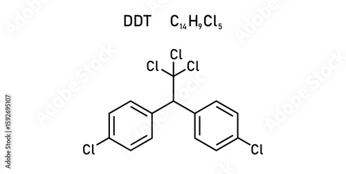 chemical structure of Dichlorodiphenyltrichloroethane DDT.