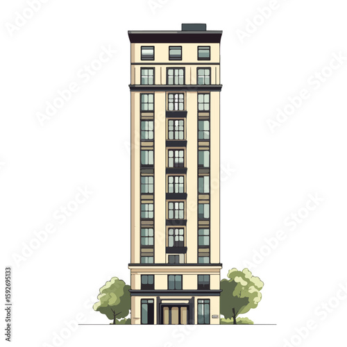 Urban skyscraper cartoon illustration