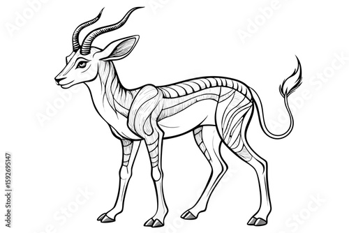 coloring pageline art the springbok black vector