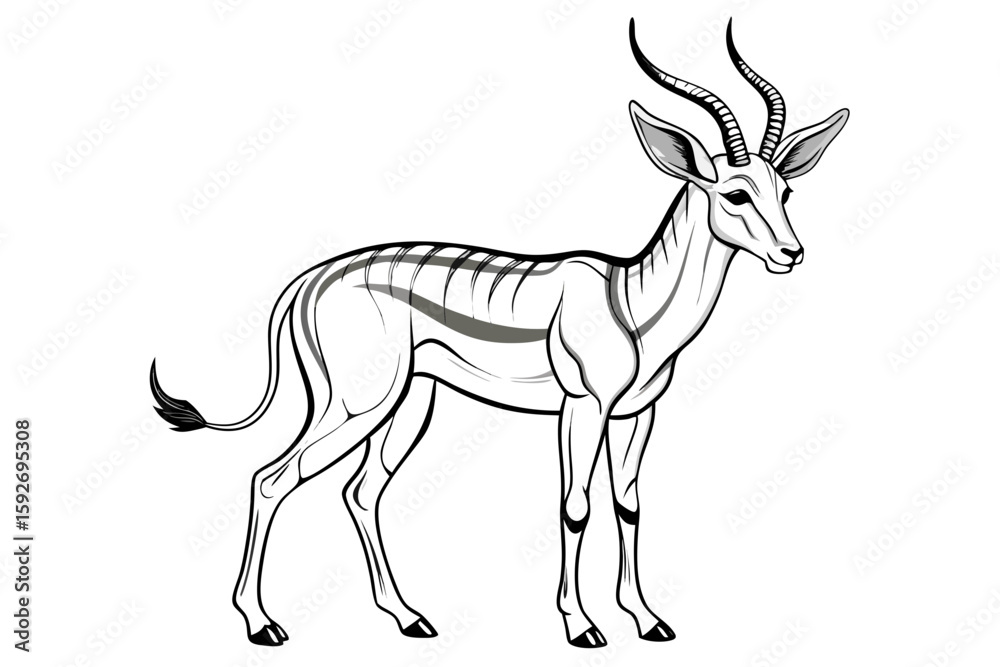 Obraz premium coloring pageline art the springbok black vector