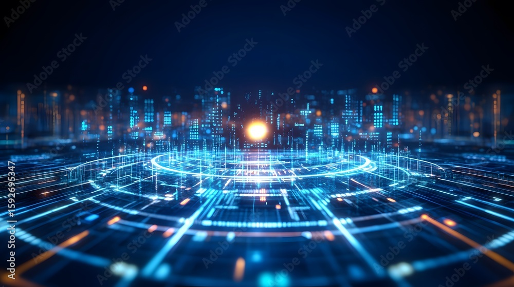 Fototapeta premium Futuristic Smart City Digital Network Interface