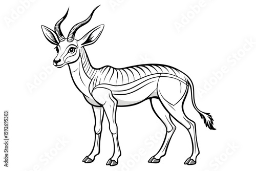 coloring pageline art the springbok black vector