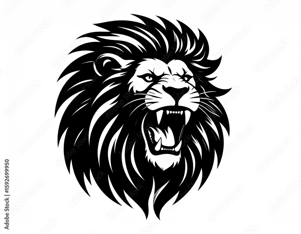 Obraz premium lion head roar vector logo