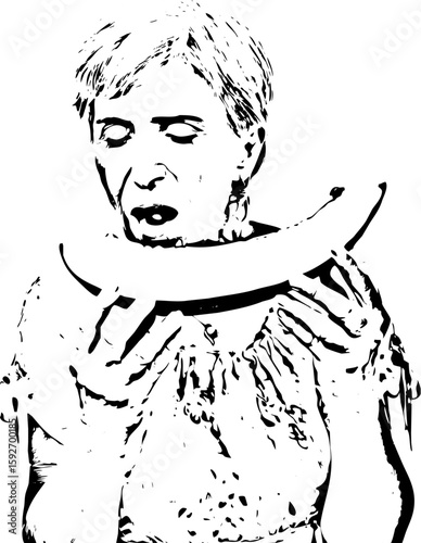 Senior female biting melon