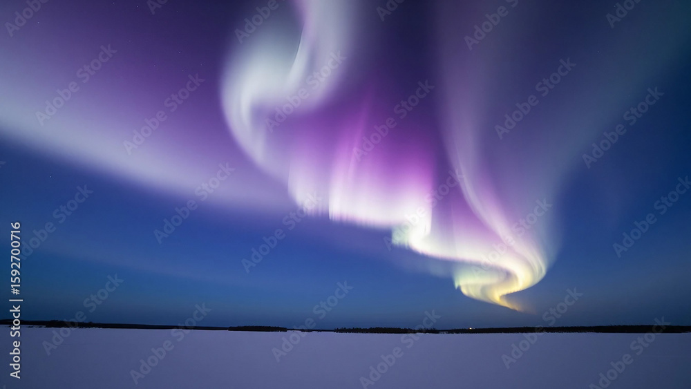Fototapeta premium White Aurora Sky (16:9), an extremely rare mixture of oxygen and nitrogen creates pearly white curtains, almost as bright as daylight.