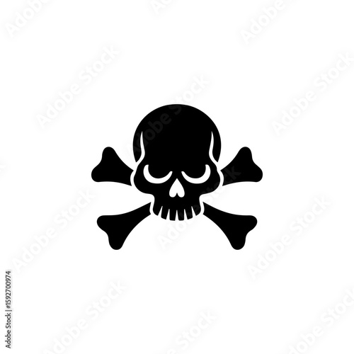 Crossbones and skull death symbol icon design. illustration isolated on white background