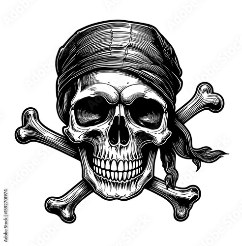 Pirate skull with crossbones vector illustration