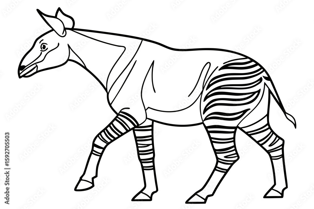 Obraz premium coloring page line art the okapi black vector